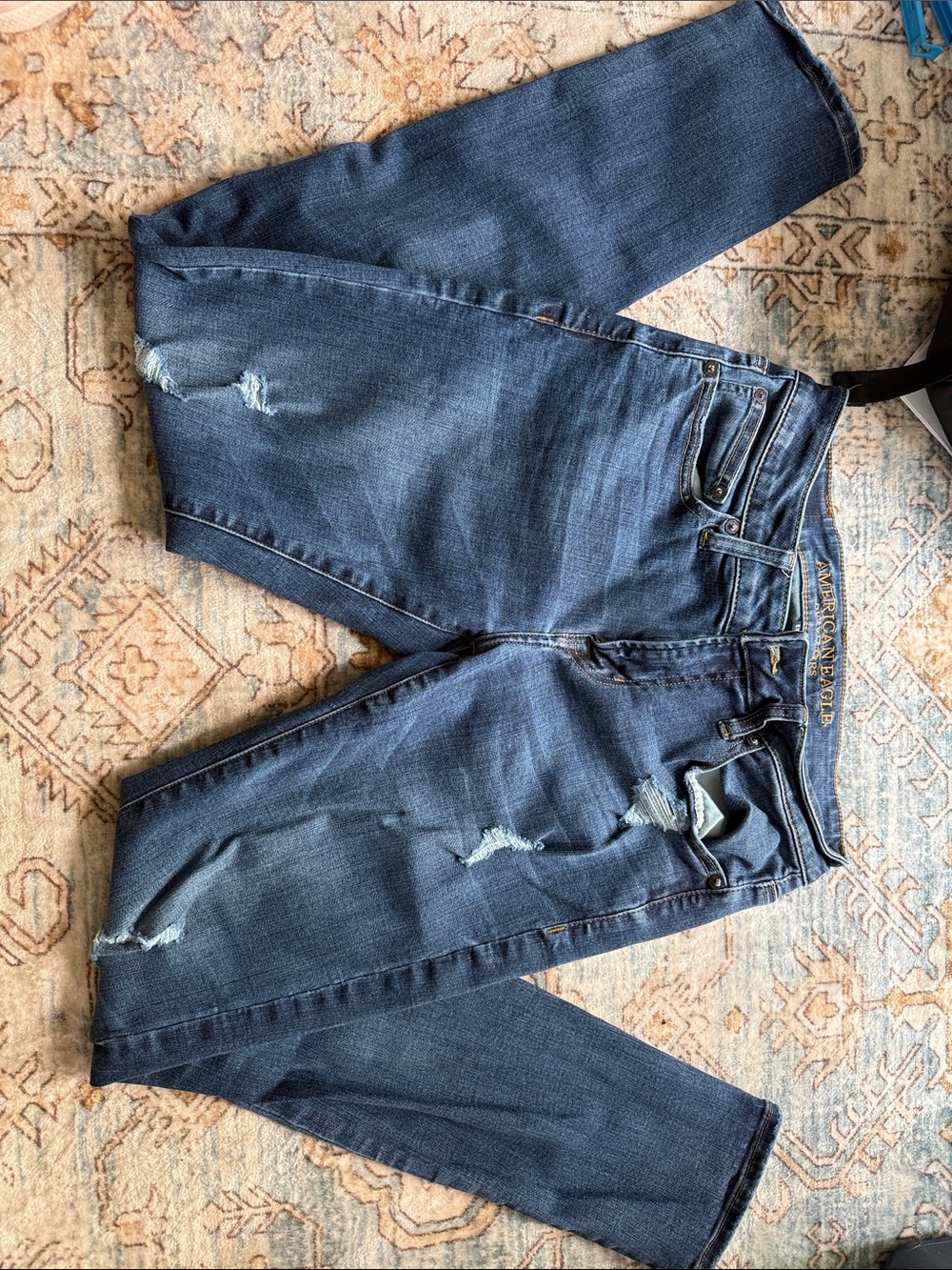 American Eagle Outfitters Dark Blue Skinny Distressed Jeans 29x32